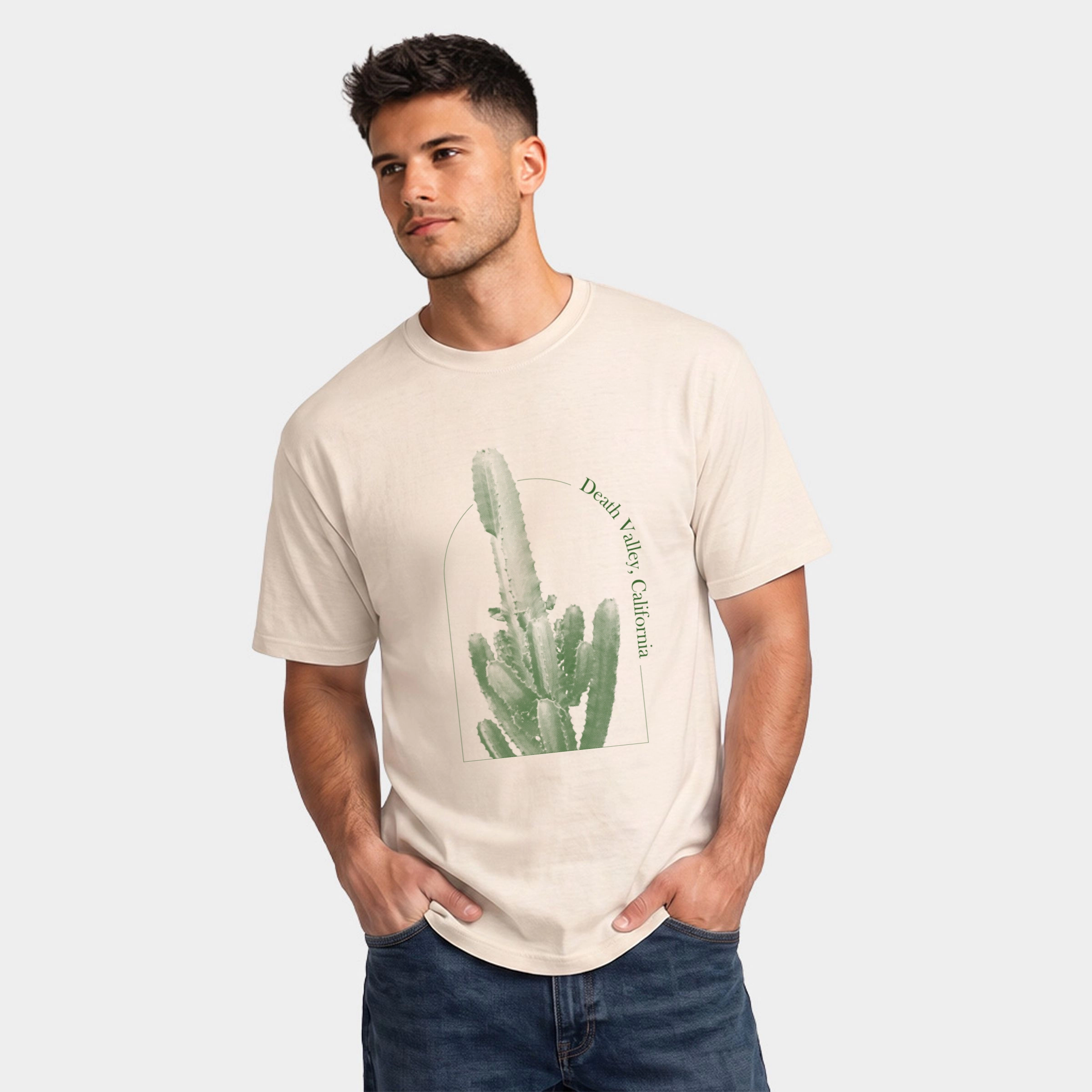 Simply Sage Market - Men's Garment Dyed Graphic T-Shirt Death Valley California Cactus