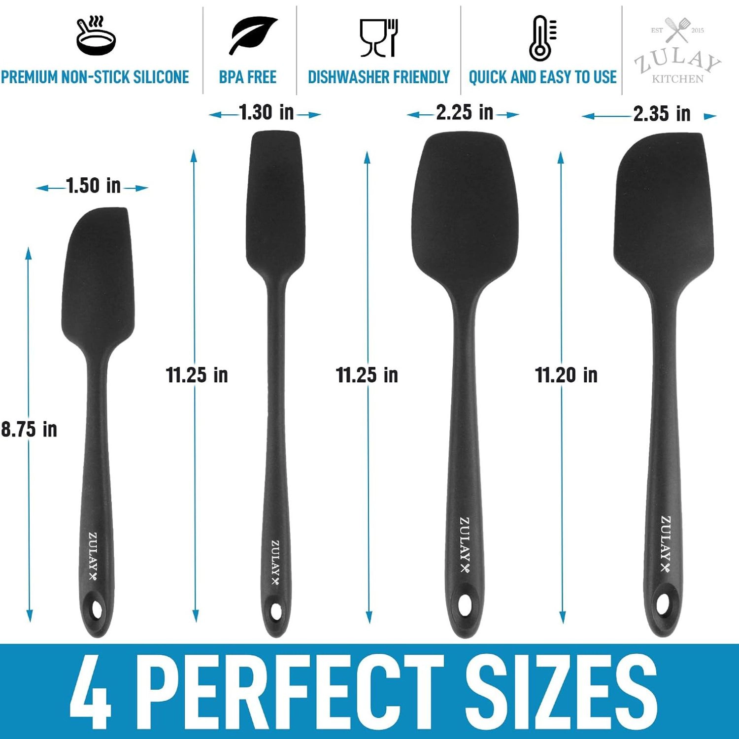 Zulay Kitchen 4pcs Heat Resistant Silicone Spatula Set for Cooking