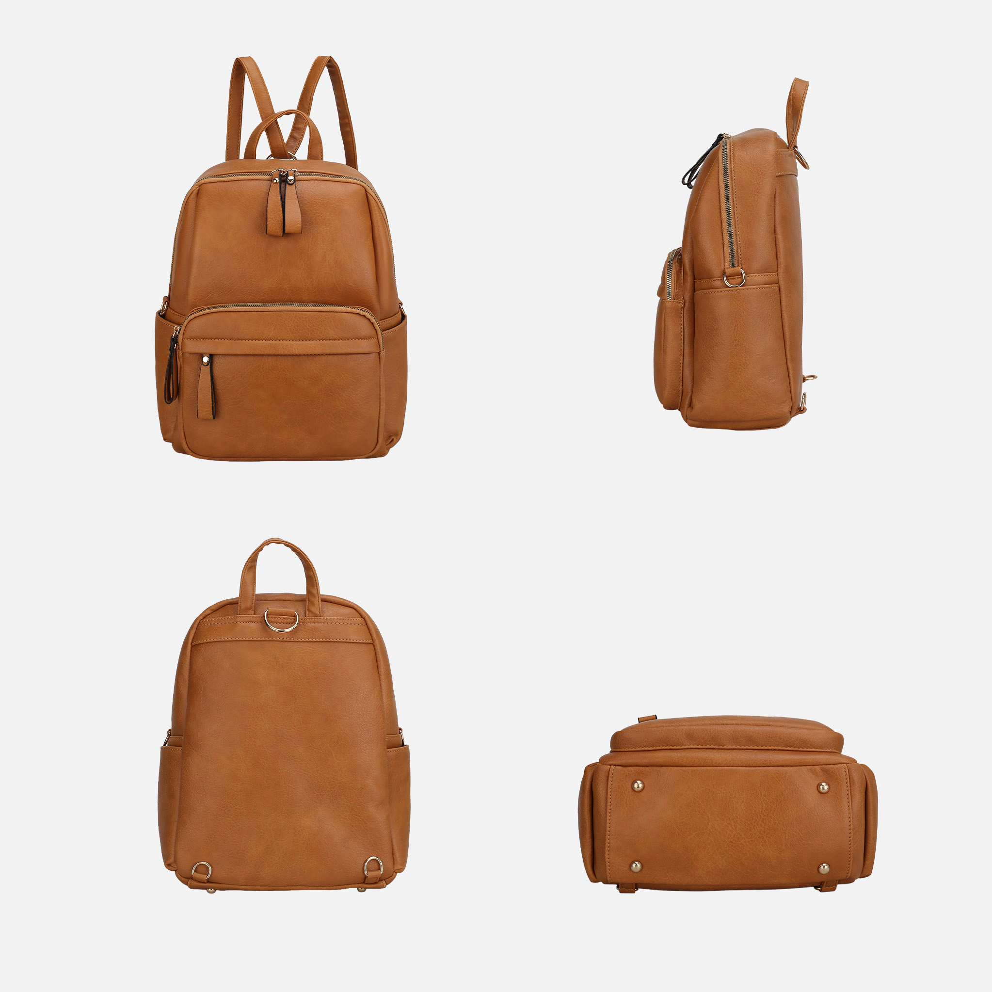 Mia K Collection Yolane Convertible Backpack Crossbody Bag - Faux Leather, Gold Hardware