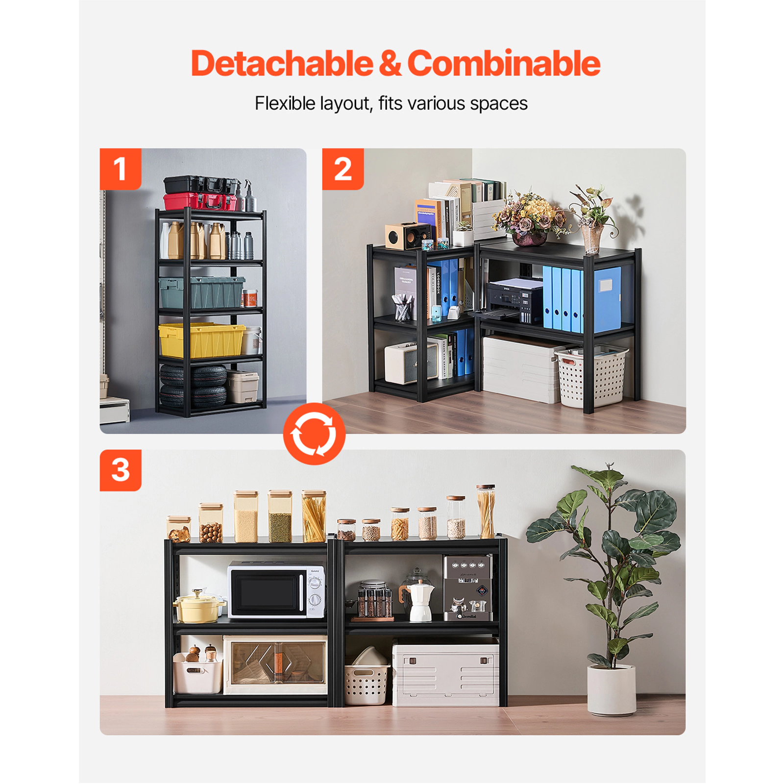 Flynama Storage Shelves 16Inches D x 32Inches W x 63Inches H 5-tier Garage Storage Shelving