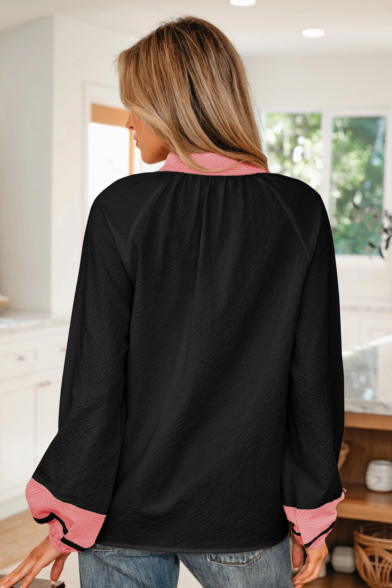 Threaded Pear Women's Siya Long Sleeve Blouse Top
