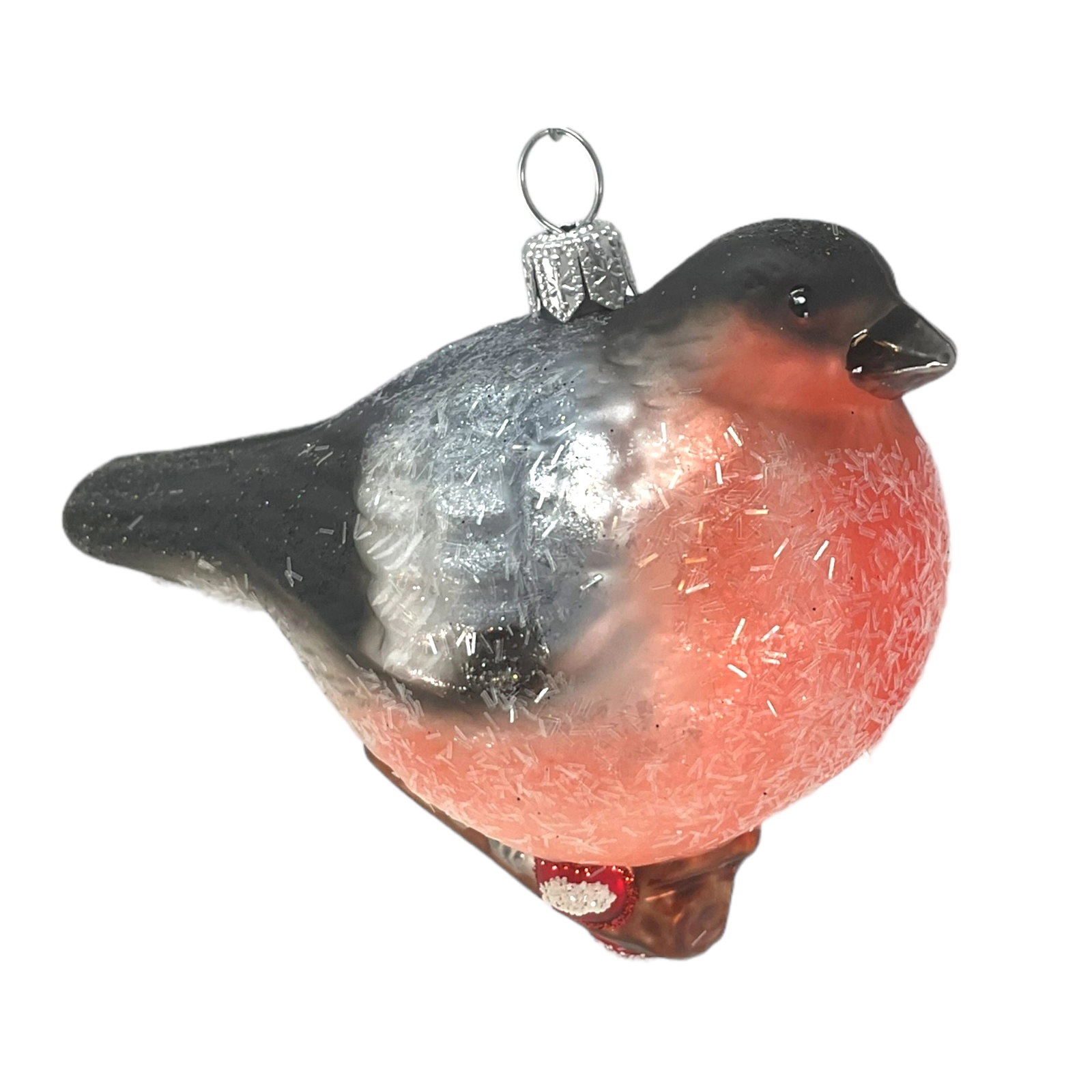 Pinnacle Peak Trading Company Chickadee Bird on Branch Polish Glass Christmas Tree Ornament Wildlife Animal