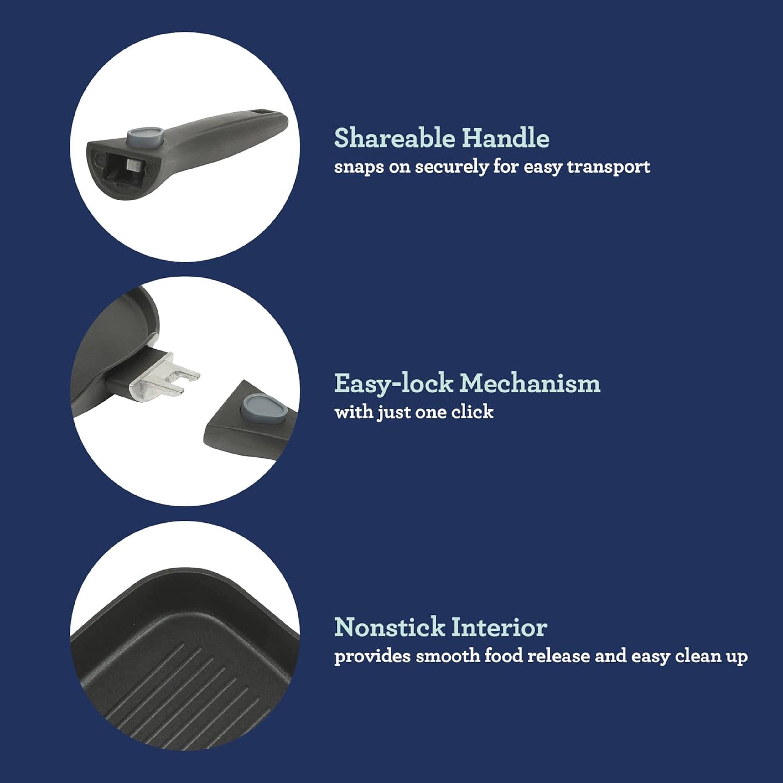 Oster Smarthandle Advance Nonstick Aluminum Pancake and Frying Pan Set in Black