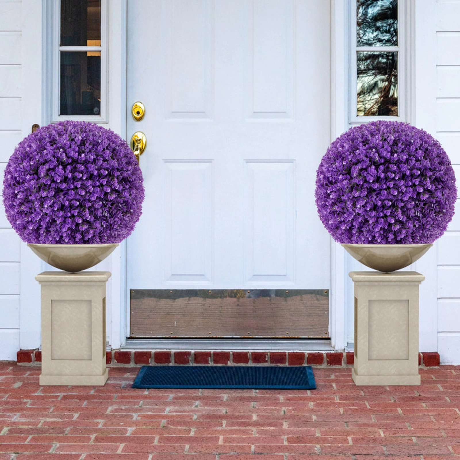 SUGIFT Set of 2 17.5-in Faux Eucalyptus Decorative Balls with 7-Layer Purple Leaves and Clip Setup