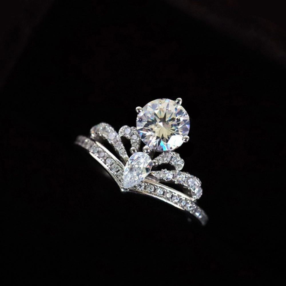 Wardrobe Whimsy Crown Design Two‑Piece Cubic Zirconia Bridal Ring Set