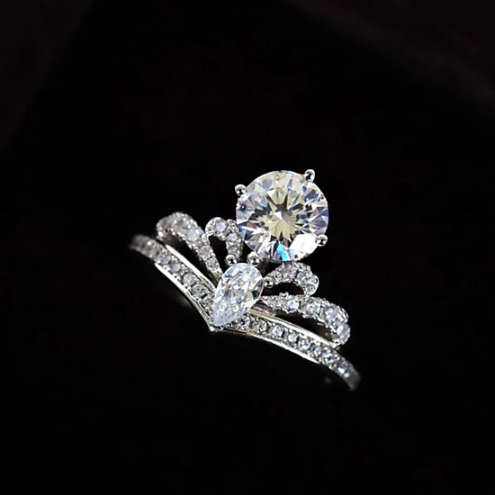 Wardrobe Whimsy Crown Design Two‑Piece Cubic Zirconia Bridal Ring Set