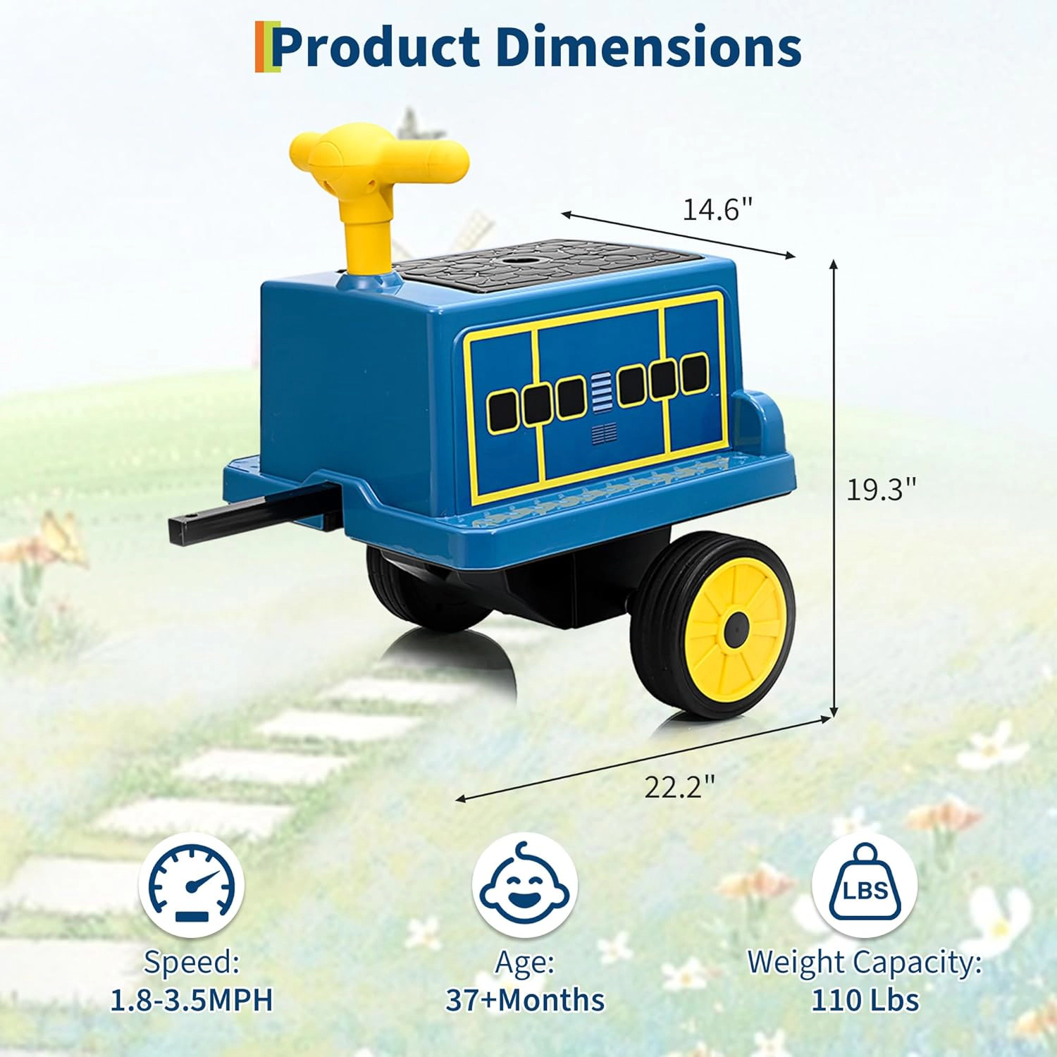 Enjyam Licensed CHUGGINGTON Kids Train Carriage for 12V Ride-On Train, w/ Storage, Handle, Rubber Wheels & Connect Rods