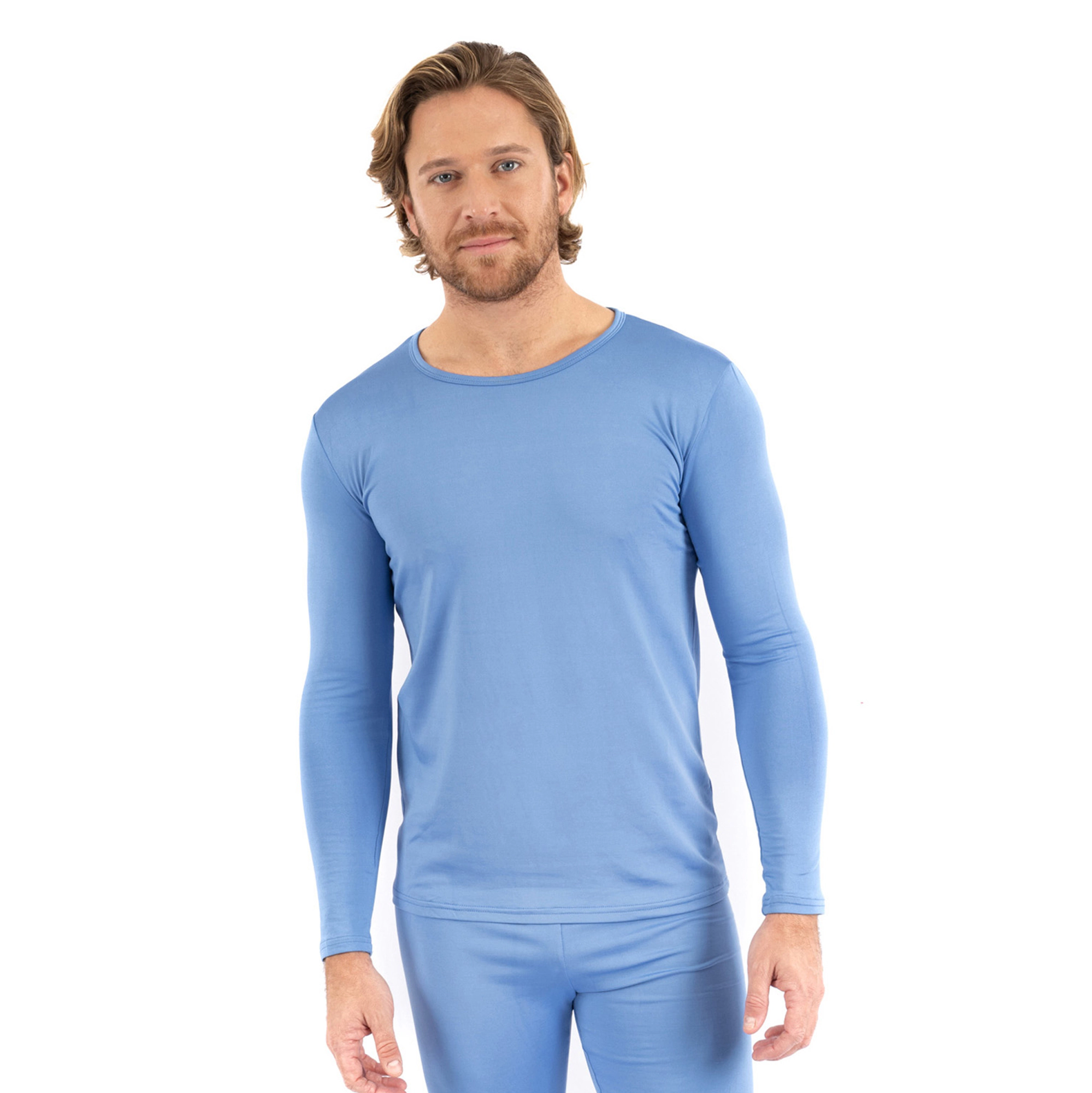 Leveret Men's Classic Solid Thermal Pajama Set