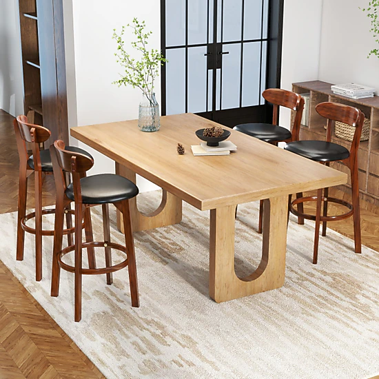 Hivvago Set of Two Modern Kitchen Chairs Featuring Sleek Armless Design and Padded Seating