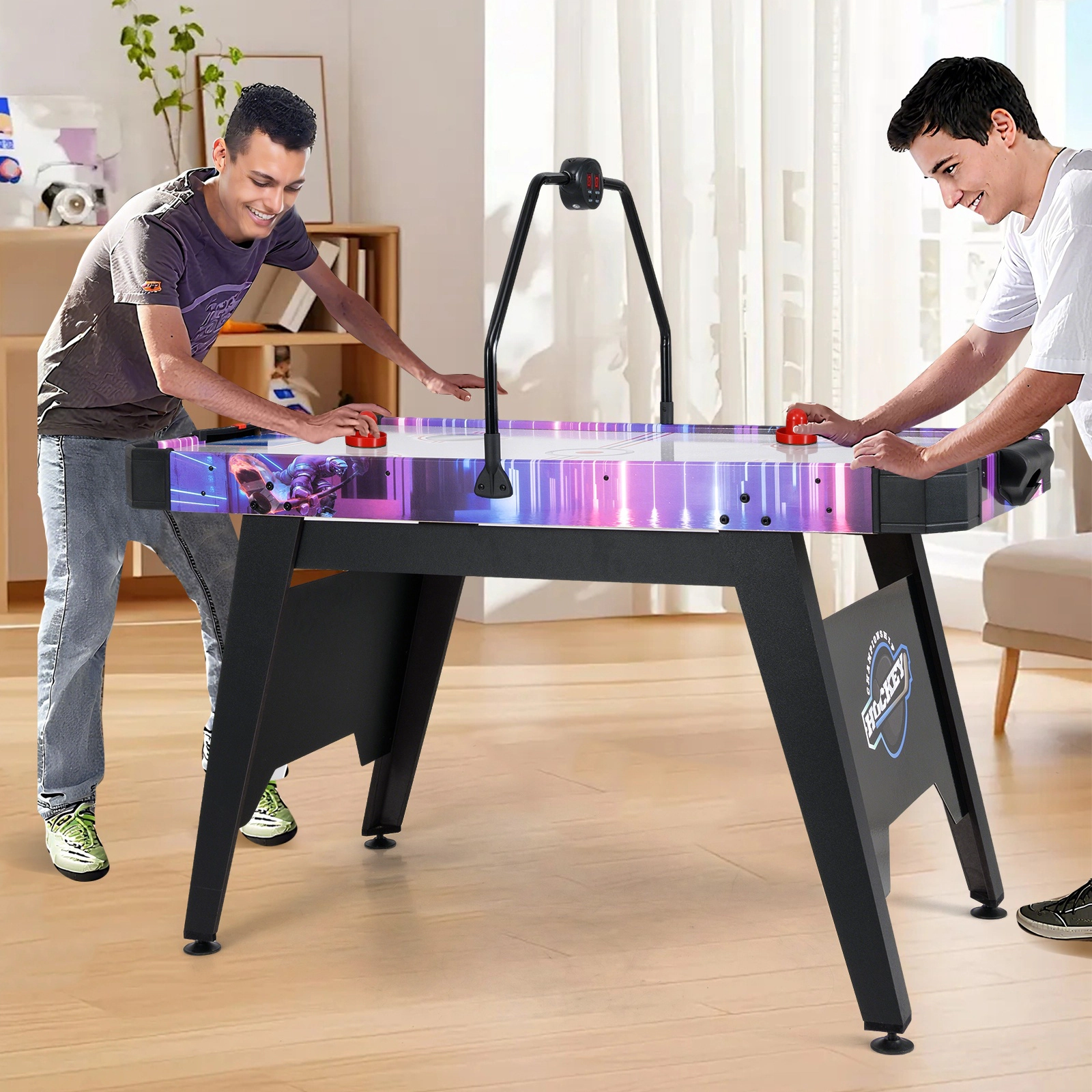 SUGIFT 56-in Air Hockey Table with LED Digital Scoreboard 12V Motor Puck Dispensers and Adjustable Foot Pads