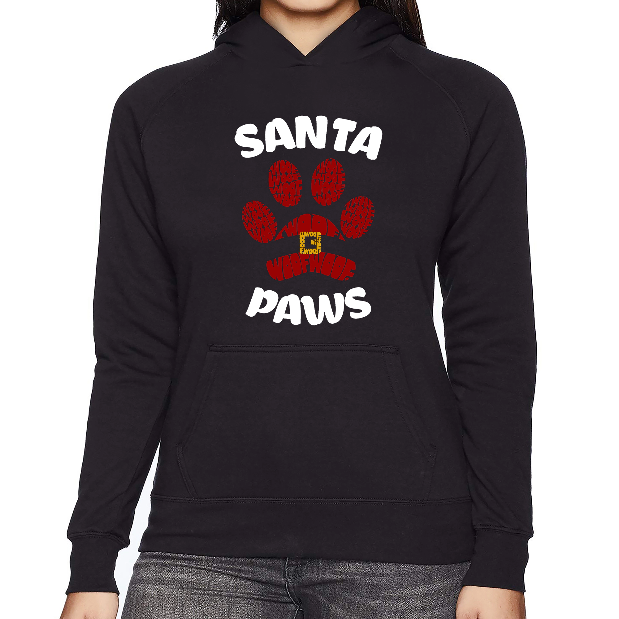LA Pop Art Santa Paws - Women's Word Hooded Sweatshirt