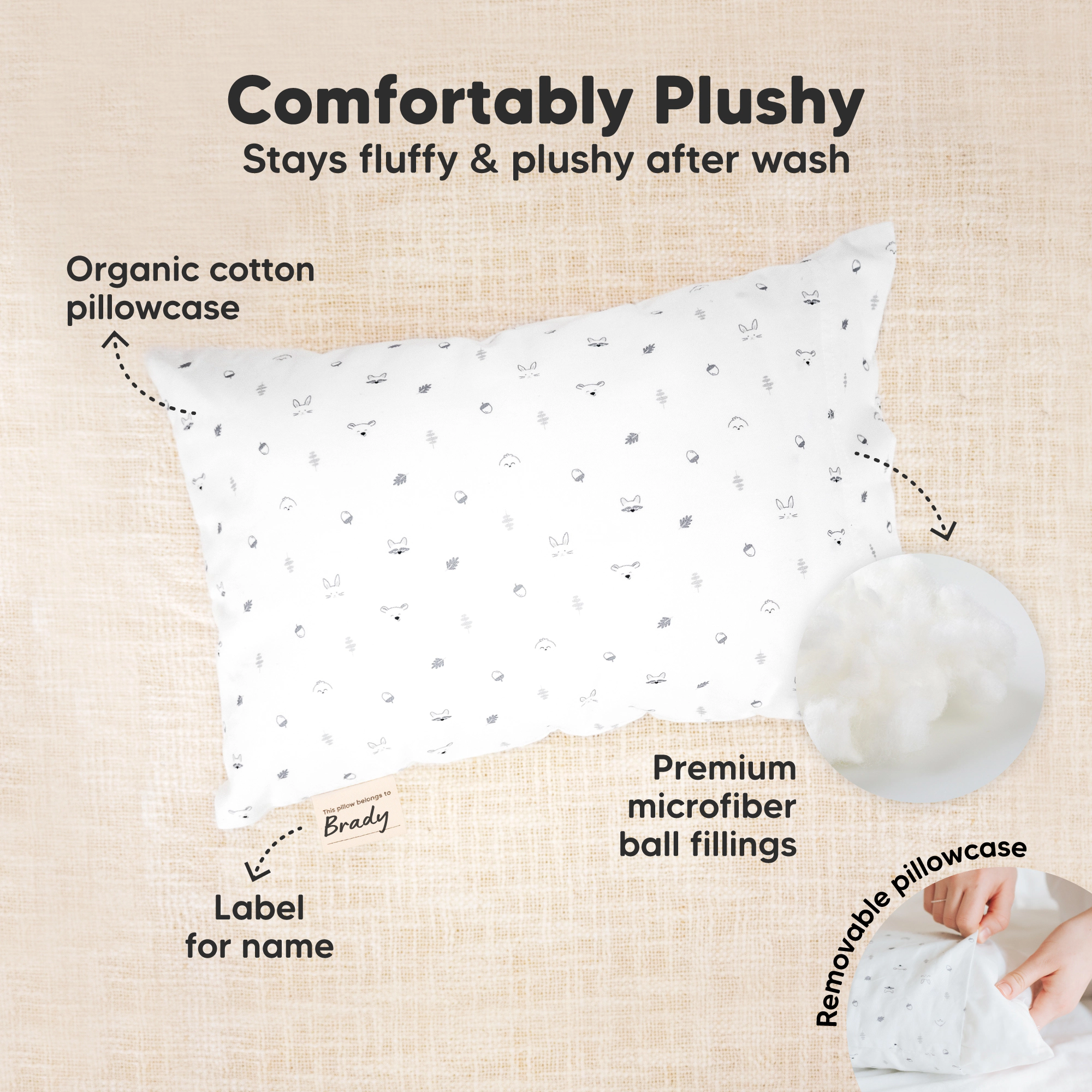 KeaBabies Mini Toddler Pillow With Pillowcase