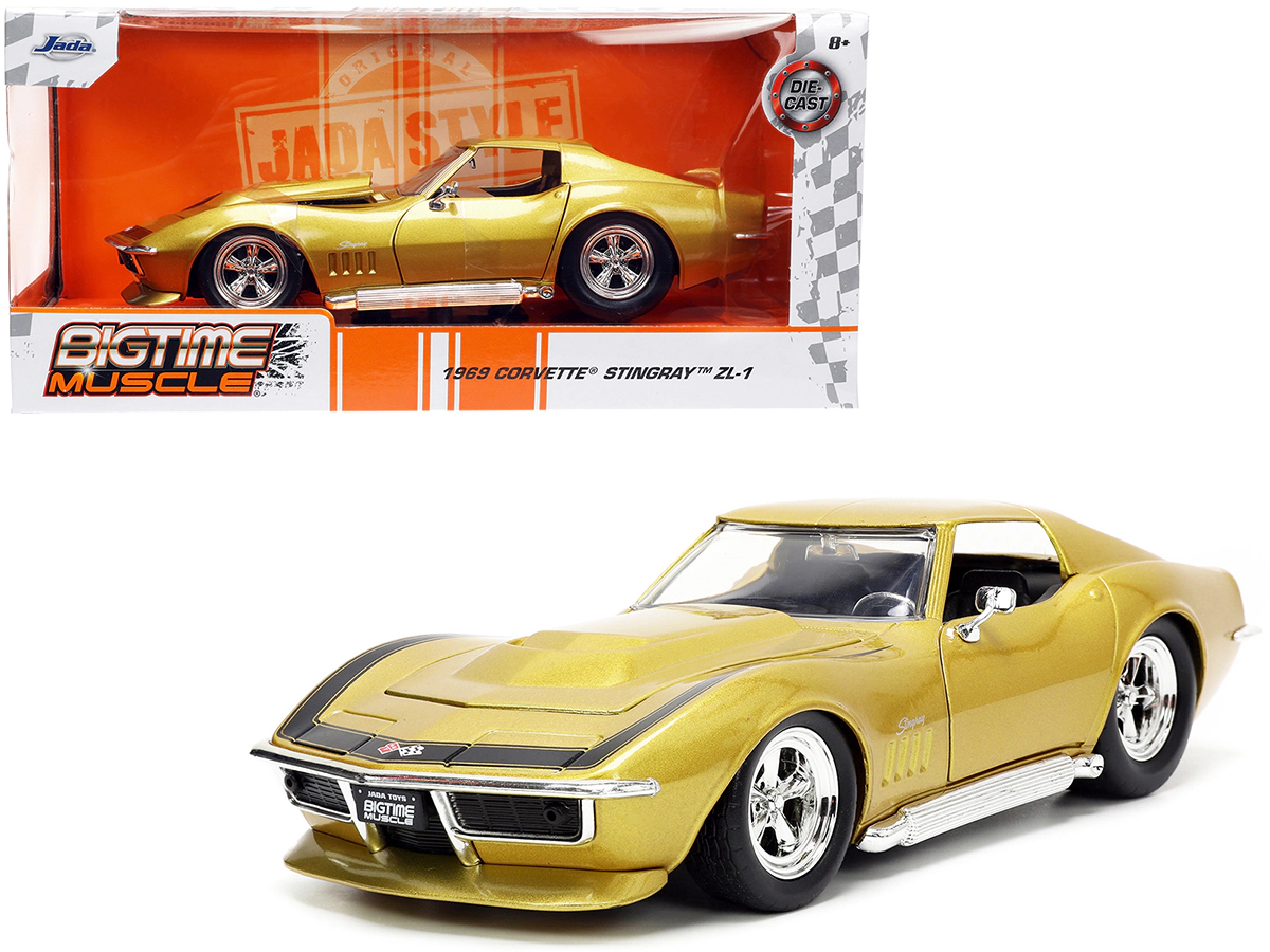 Jada 1969 Chevrolet Corvette Stingray ZL-1 Gold Metallic with Black Stripe "Bigtime Muscle" Series 1/24