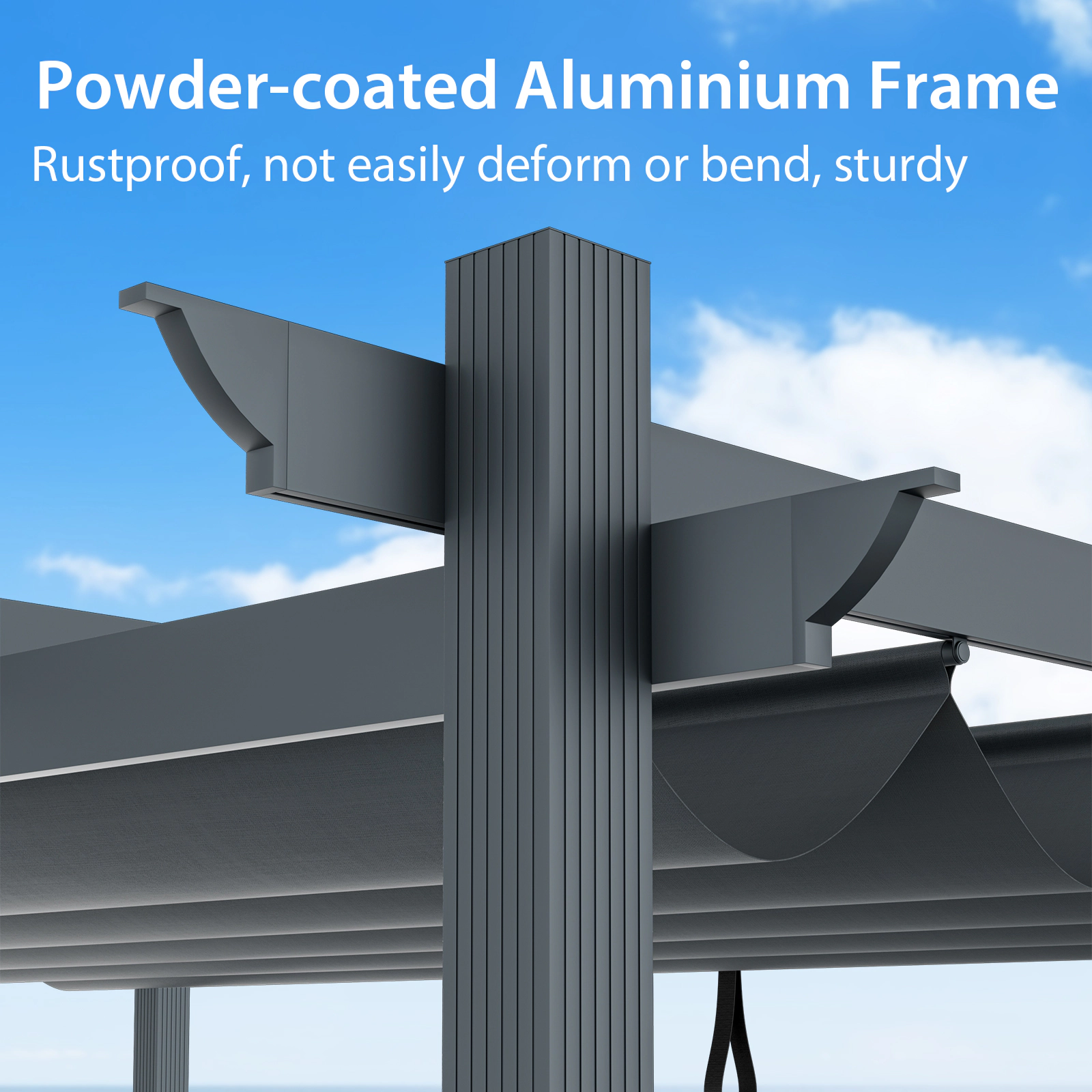 SUGIFT 10 x 13 ft Gray Aluminum Retractable Pergola with Waterproof Canopy