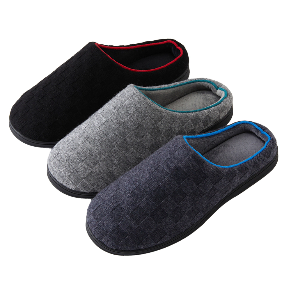 Roxoni Men’s Memory Foam Slippers with Quilted Upper for Indoor and Outdoor Wear