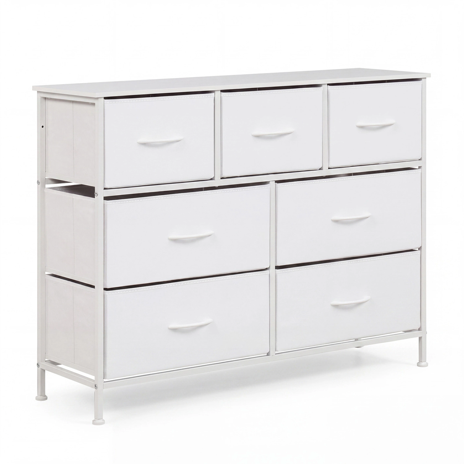 LJG 7-Drawer Wide Dresser with 2-Sized Folding Fabric Drawers for Bedroom