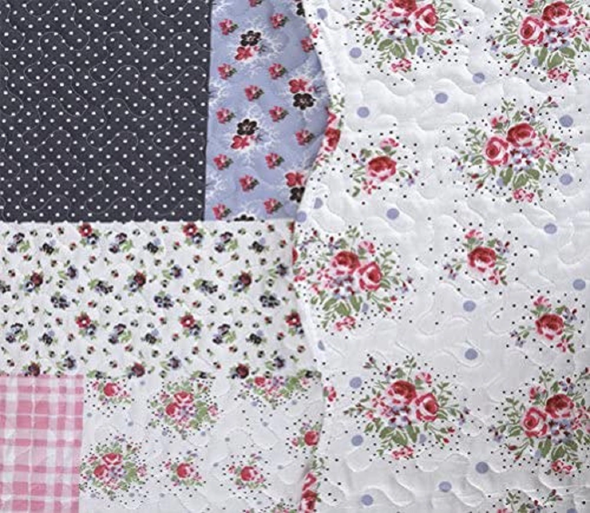 J&V TEXTILES 100% Microfiber Patchwork Reversible Quilt Set
