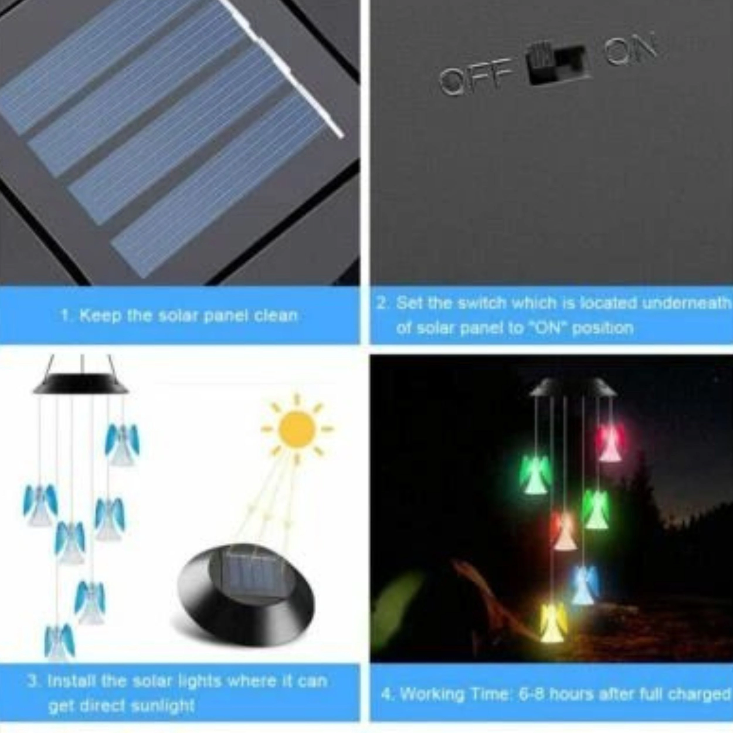 Home Collection Solar Color Changing LED Angel Wind Chime Light