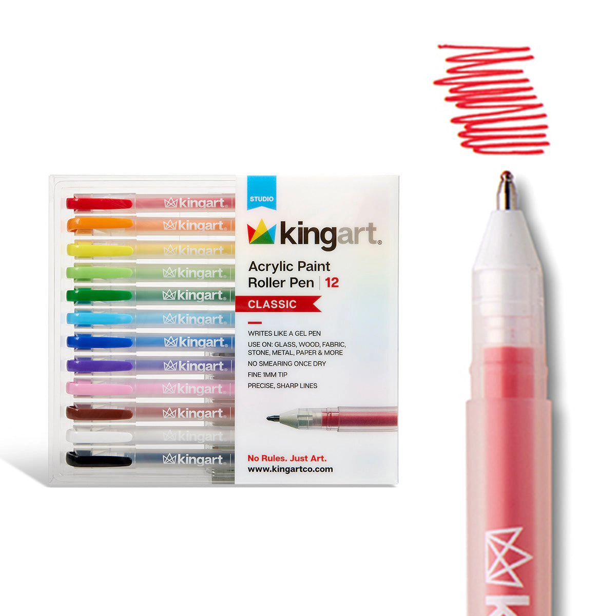 KINGART Acrylic Paint Roller Pens - 12 Classic Colors