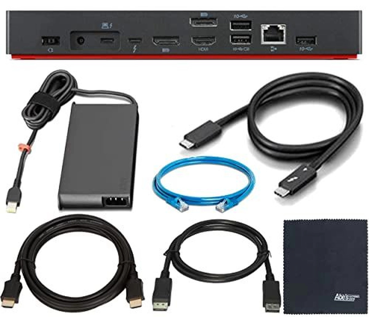 ZoomSpeed Bundle for Lenovo Thunder Bolt 4 Dock (40B00135US) + ZoomSpeed HDMI Cable + ZoomSpeed DisplayPort Cable +