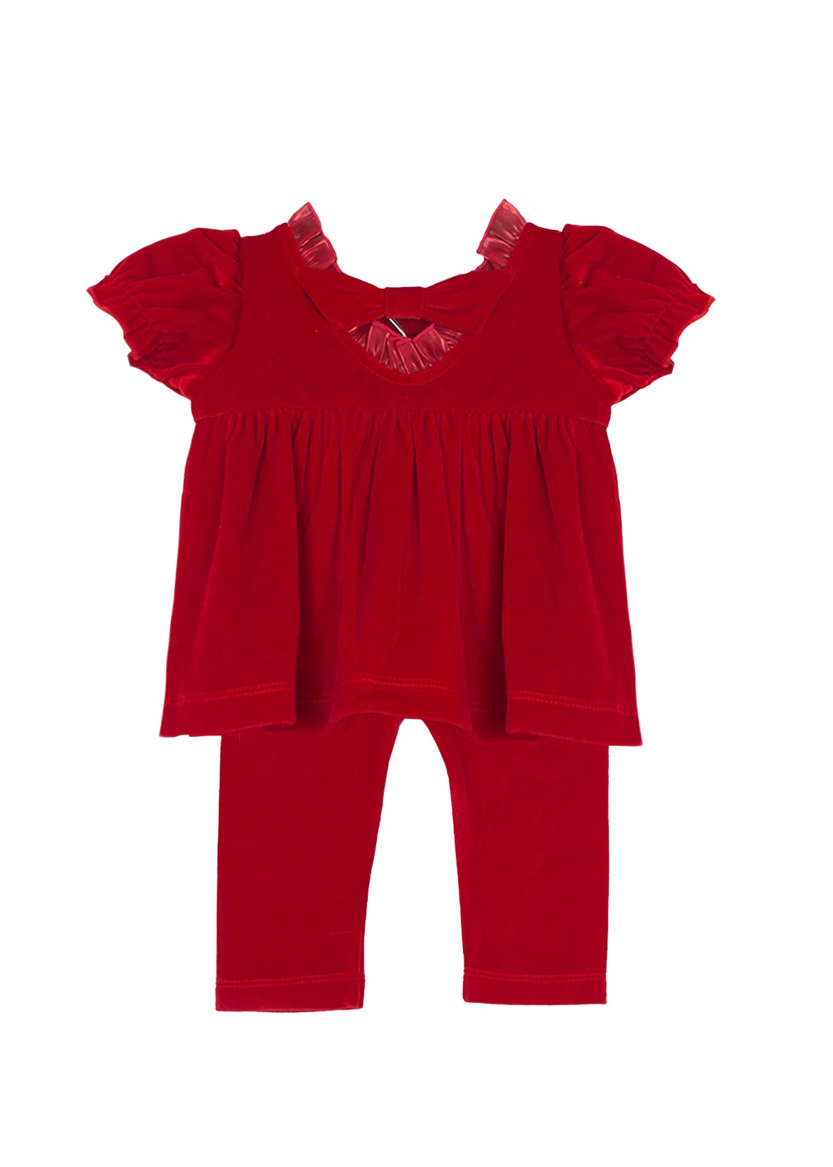 Isobella and Chloe Noella Velvet & Organza 2PC Set - Baby Girls Red