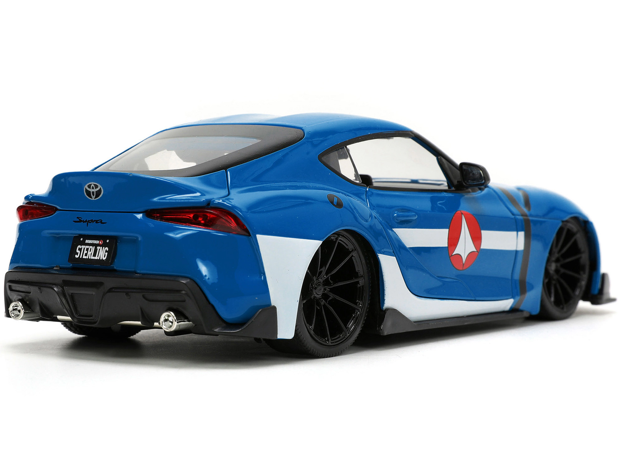 Jada 2020 Toyota Supra Blue with Graphics and Max Sterling Diecast Figurine "Robotech" "Hollywood Rides"