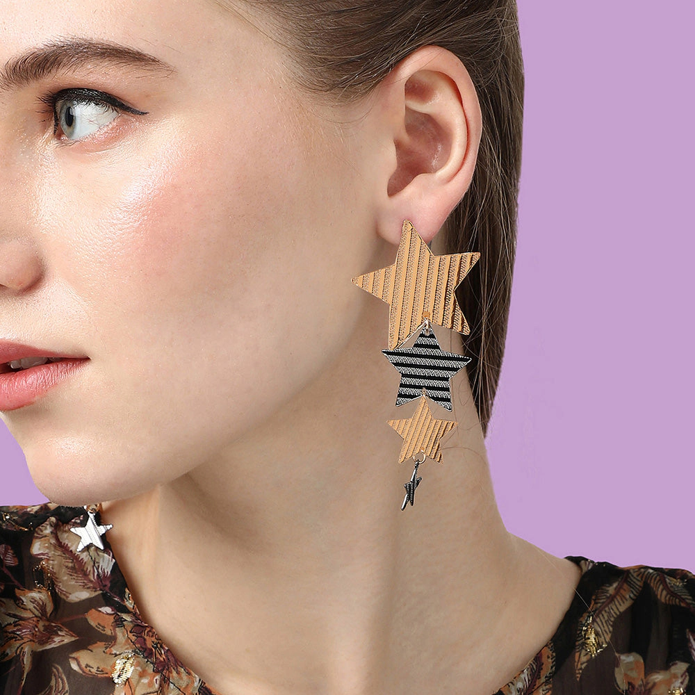 SOHI Women's Gold-Toned Star Drop Earrings