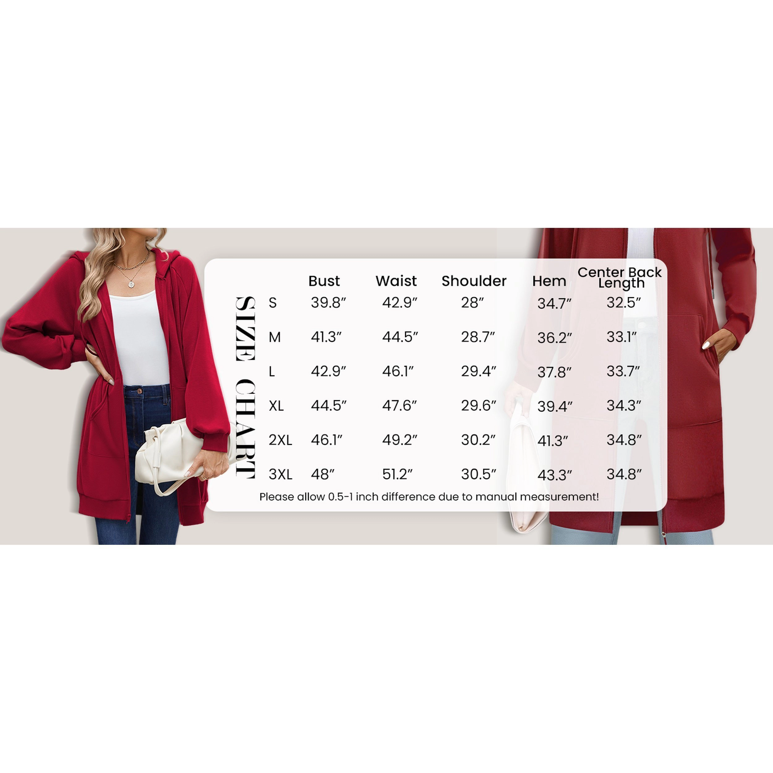 Zeagoo Women's Long Sleeve Oversized Zip Up Fleece Tunic Hooded Sweatshirt with Pockets