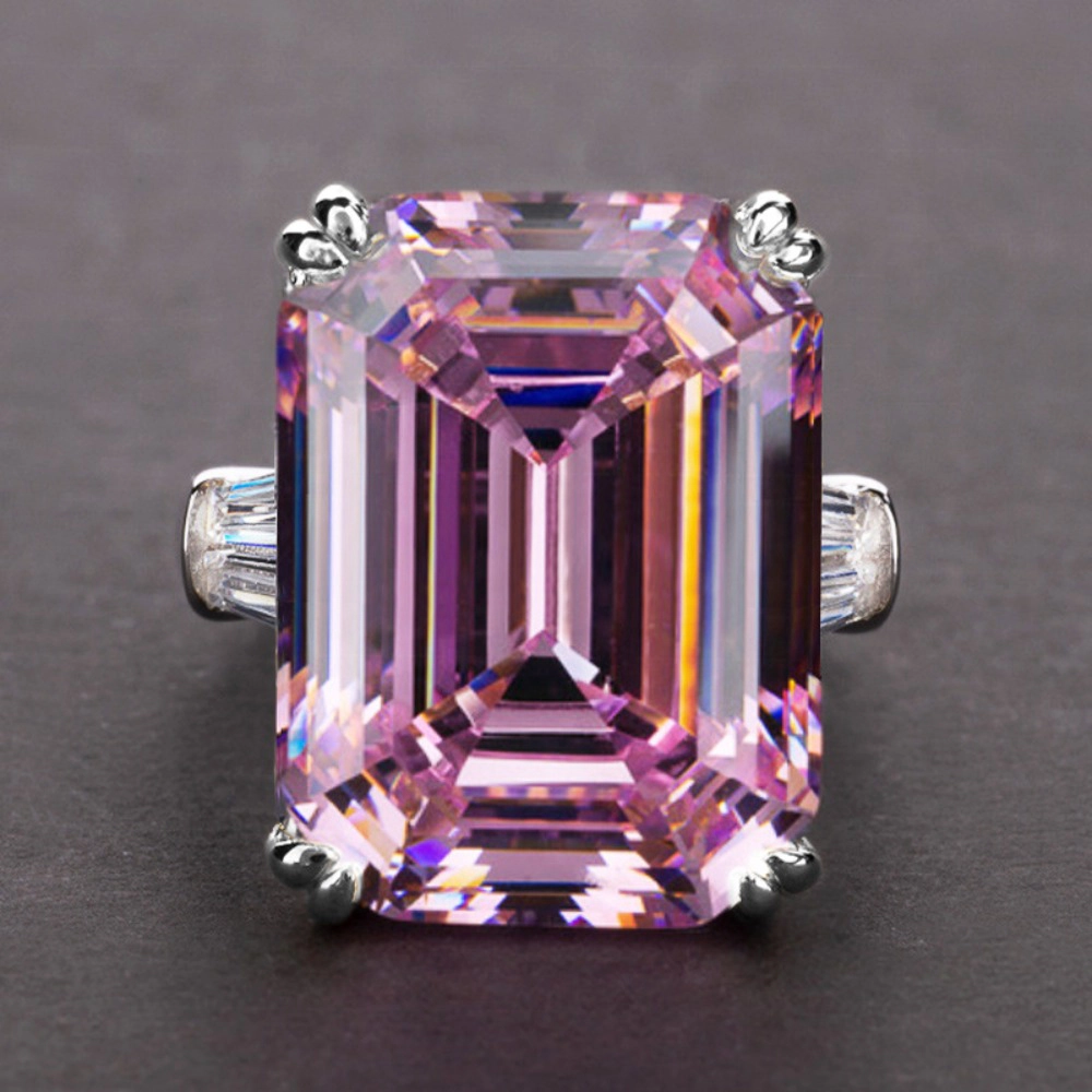 Gorgeous Elegant Long Rectangular Zirconia Engagement Ring for Women