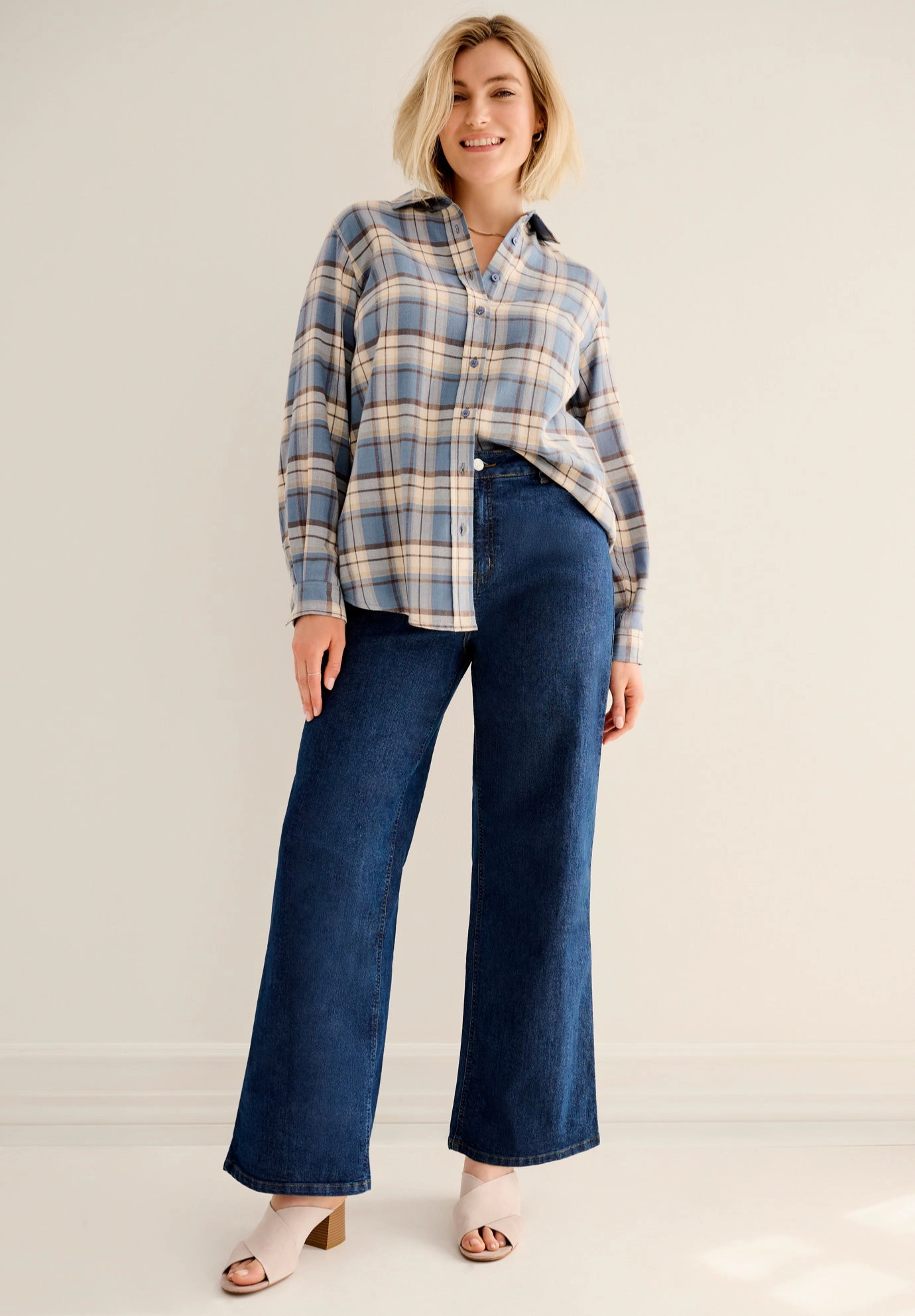 Ellos Plus Stretch High-waist Wide Leg Jeans
