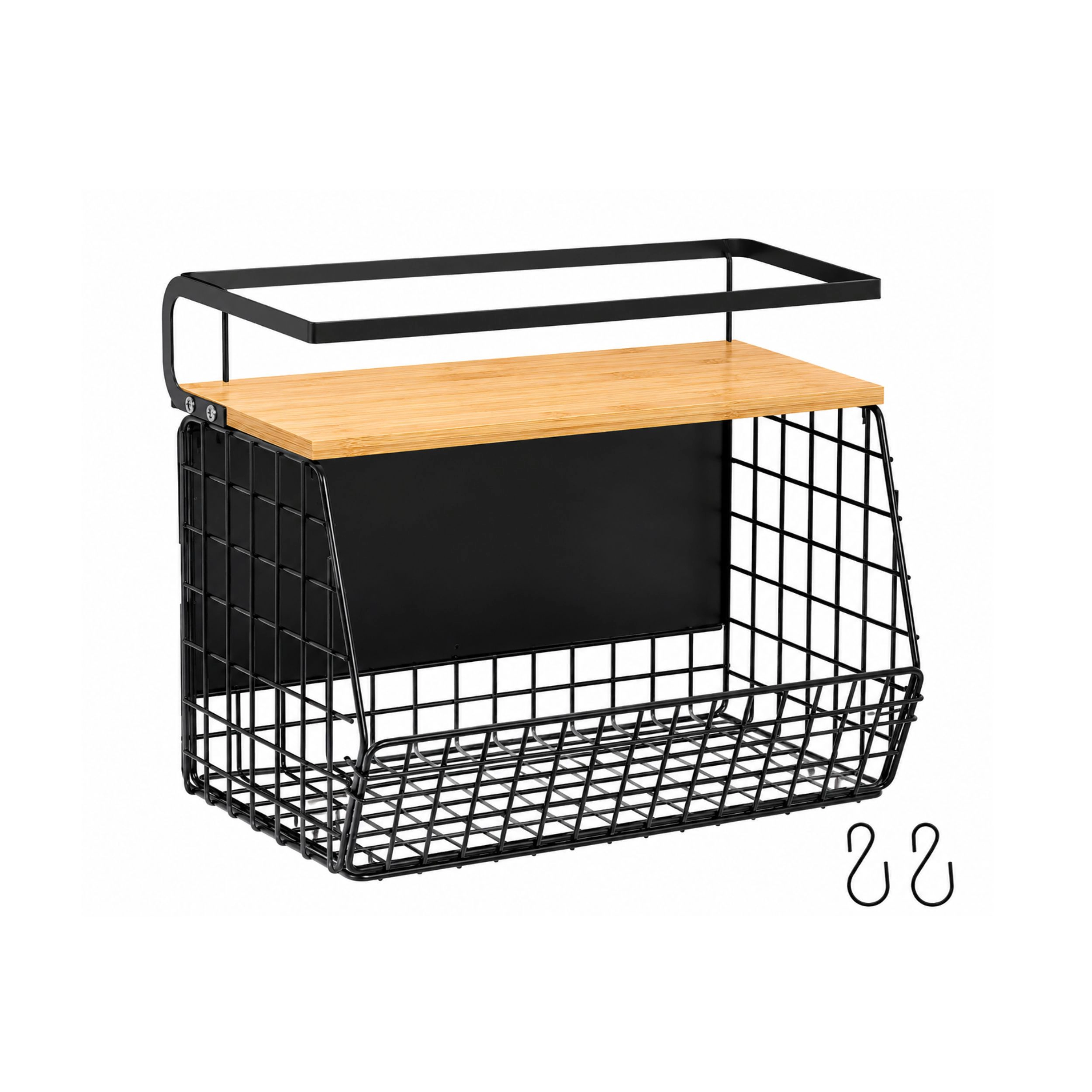 Stock Preferred Magnetic Refrigerator Storage Bin with Wood Lid and Spice Shelf