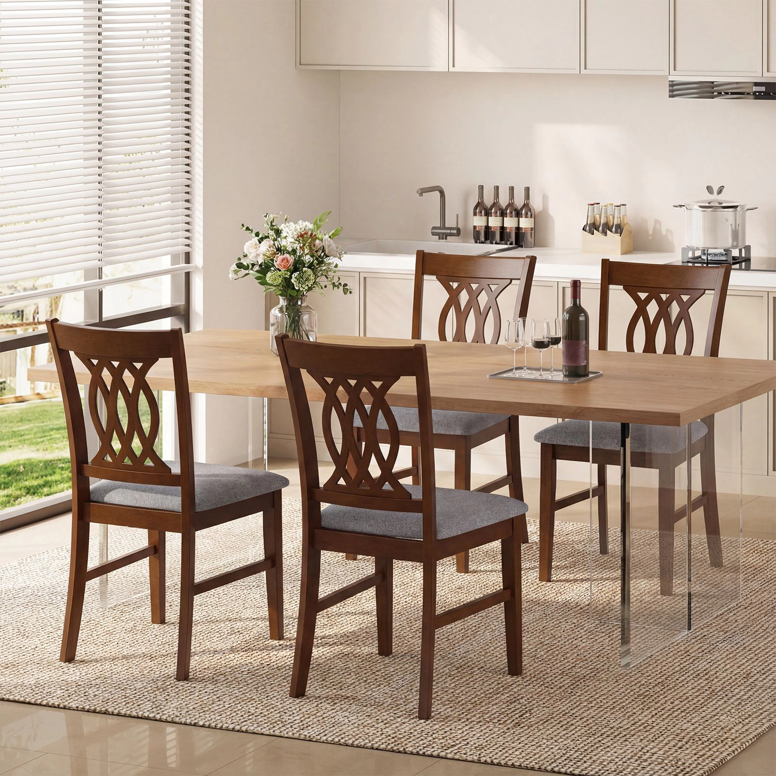 SlickBlue Farmhouse Padded Dining Chairs Set of 2