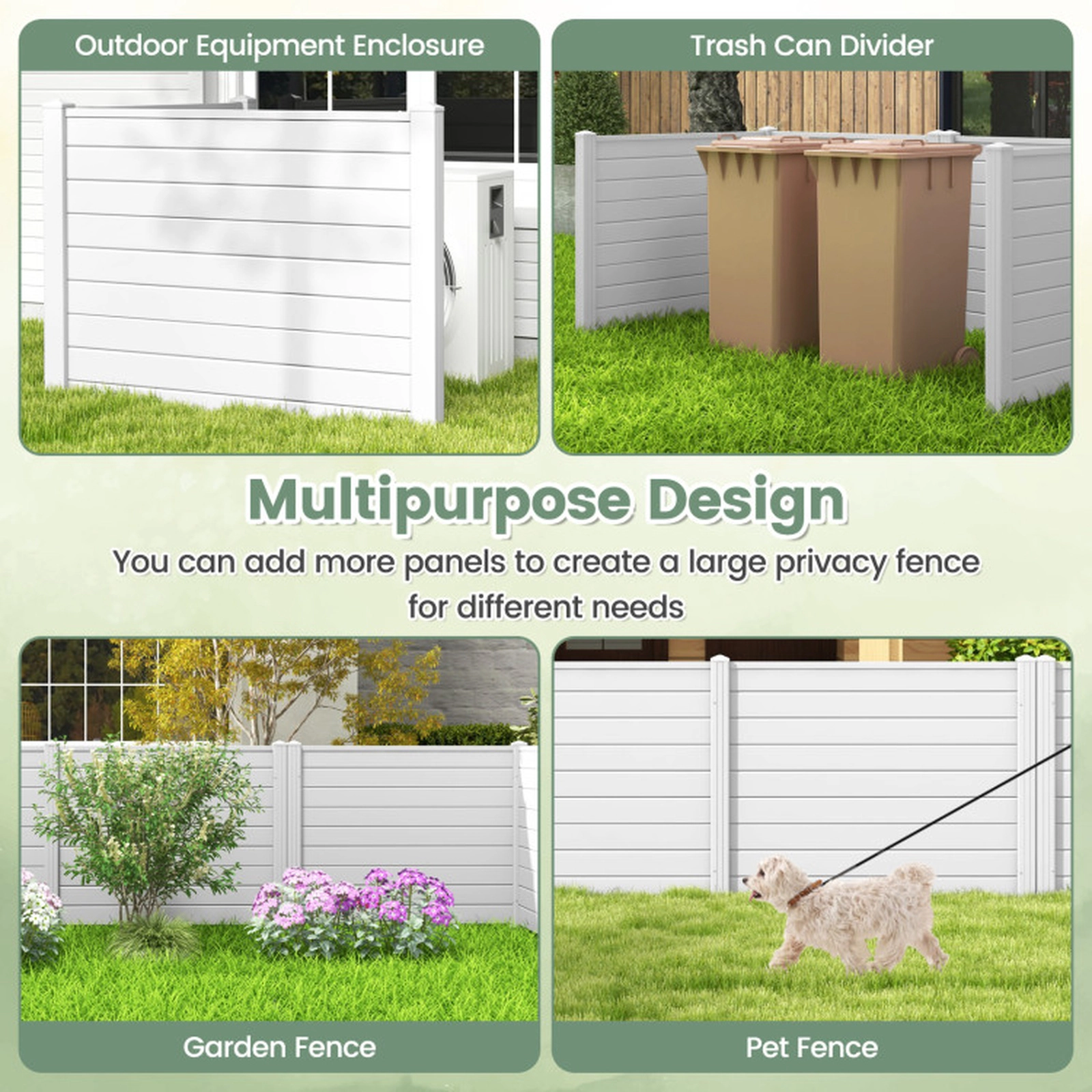 SUGIFT White PVC Air Conditioner Privacy Fence with 2 Panels and 20-in Ground Stakes 48-in W 48-in D 55-in H
