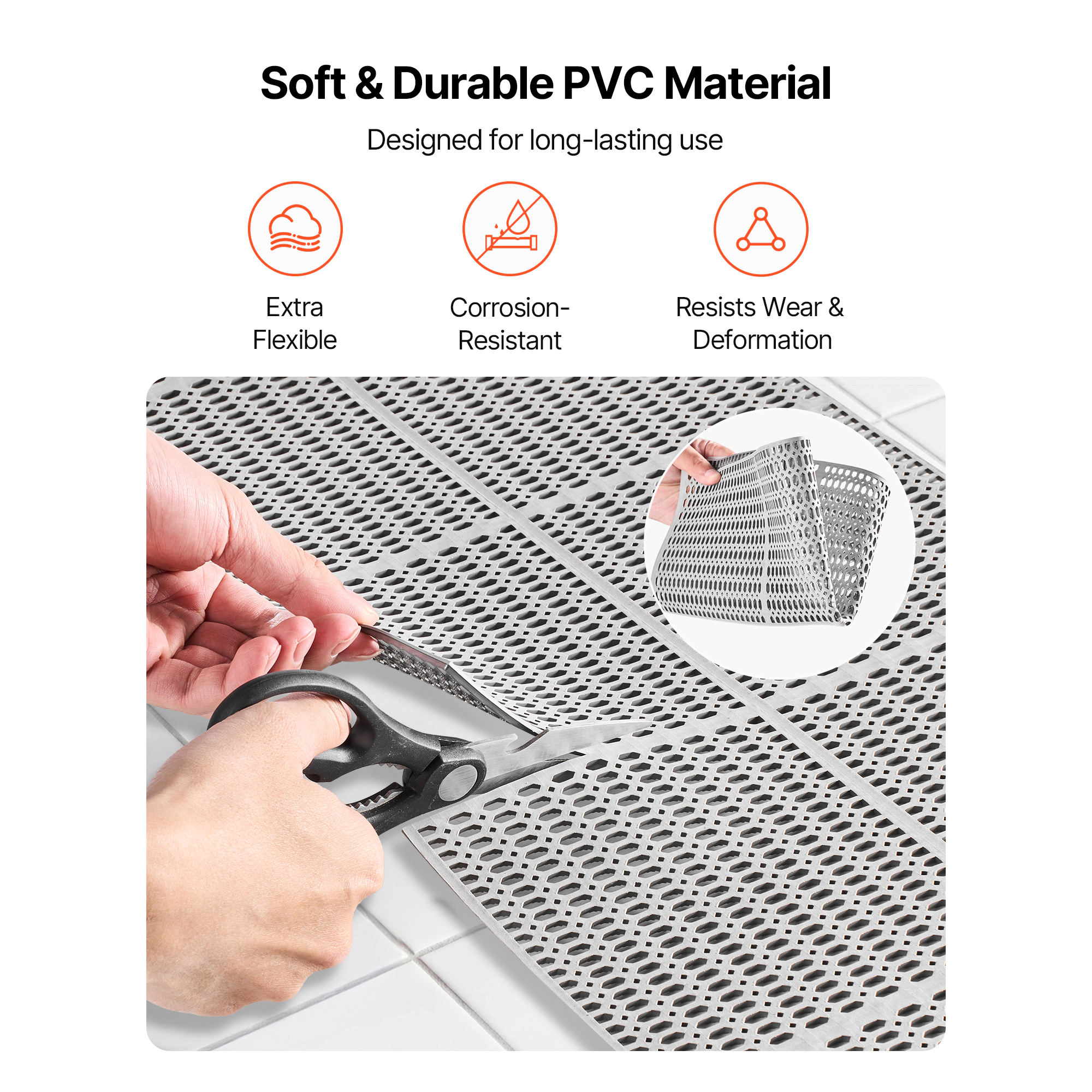 HONGGE Drainage Mat PVC Non Slip Commercial Floor Mat Wet Area Water Drain Splash Matting Hollow Doormat Roll for