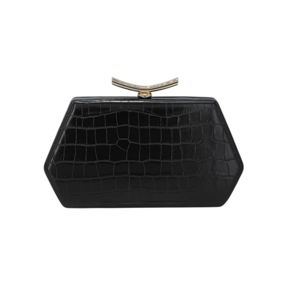 Fashnzfab Faux Leather Geometric Structured Evening Clutch Bag