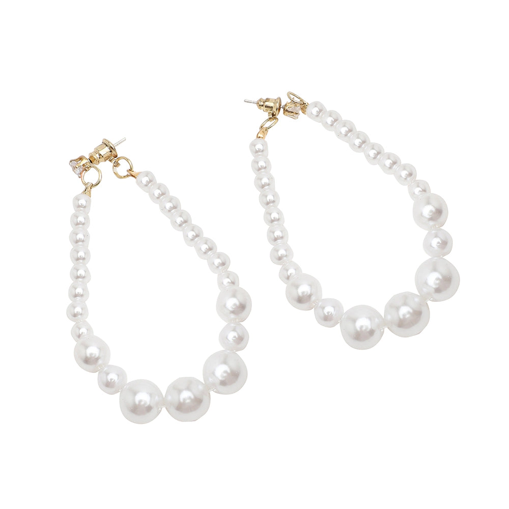 SOHI Women's White Beads Drop Earrings
