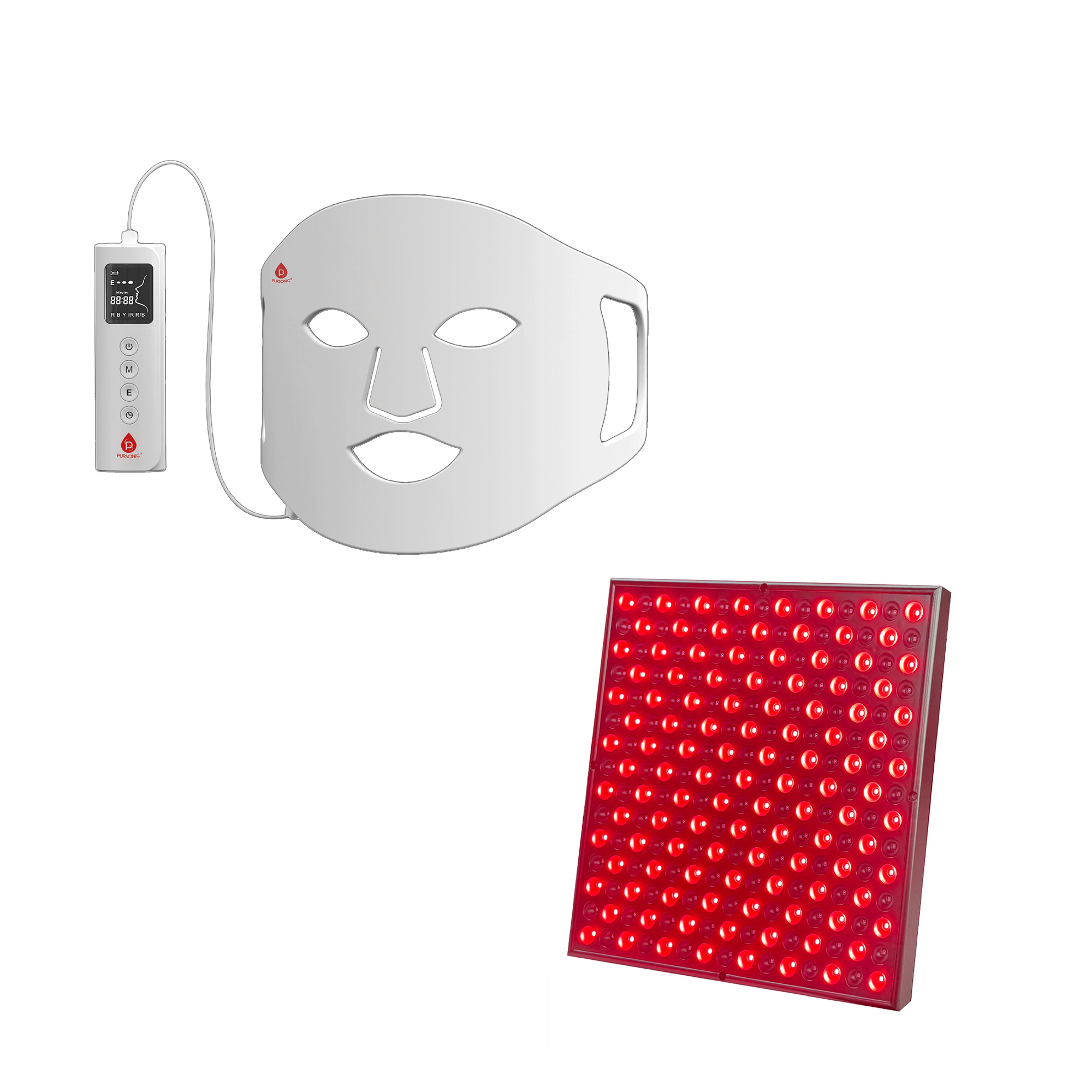 Pursonic Unisex 2-in-1 Red Light Therapy System Facial LED Mask & Full-Body Panel