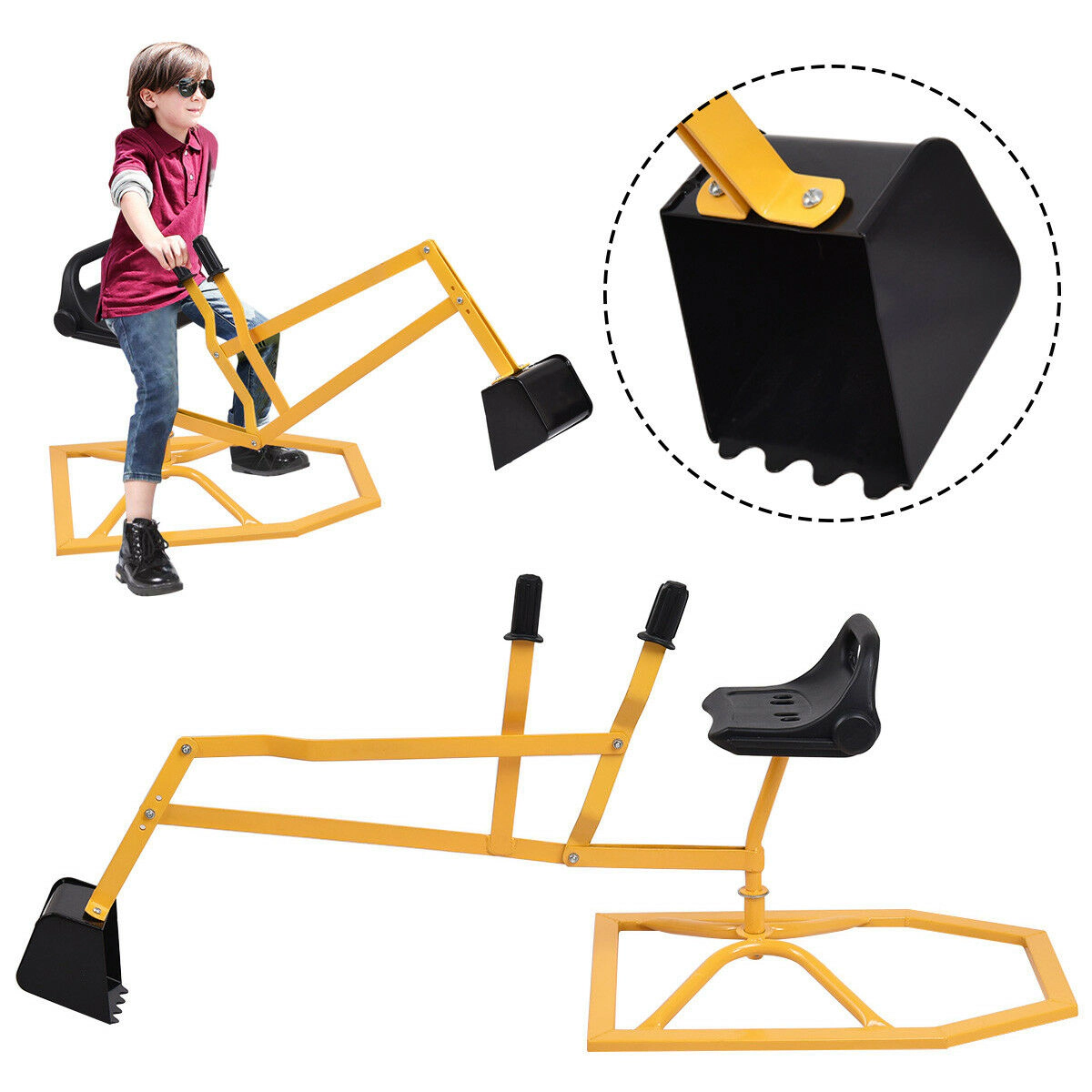 Costway Heavy Duty Kid Ride-on Sand Digger Digging Scooper  Excavator for Sand Toy