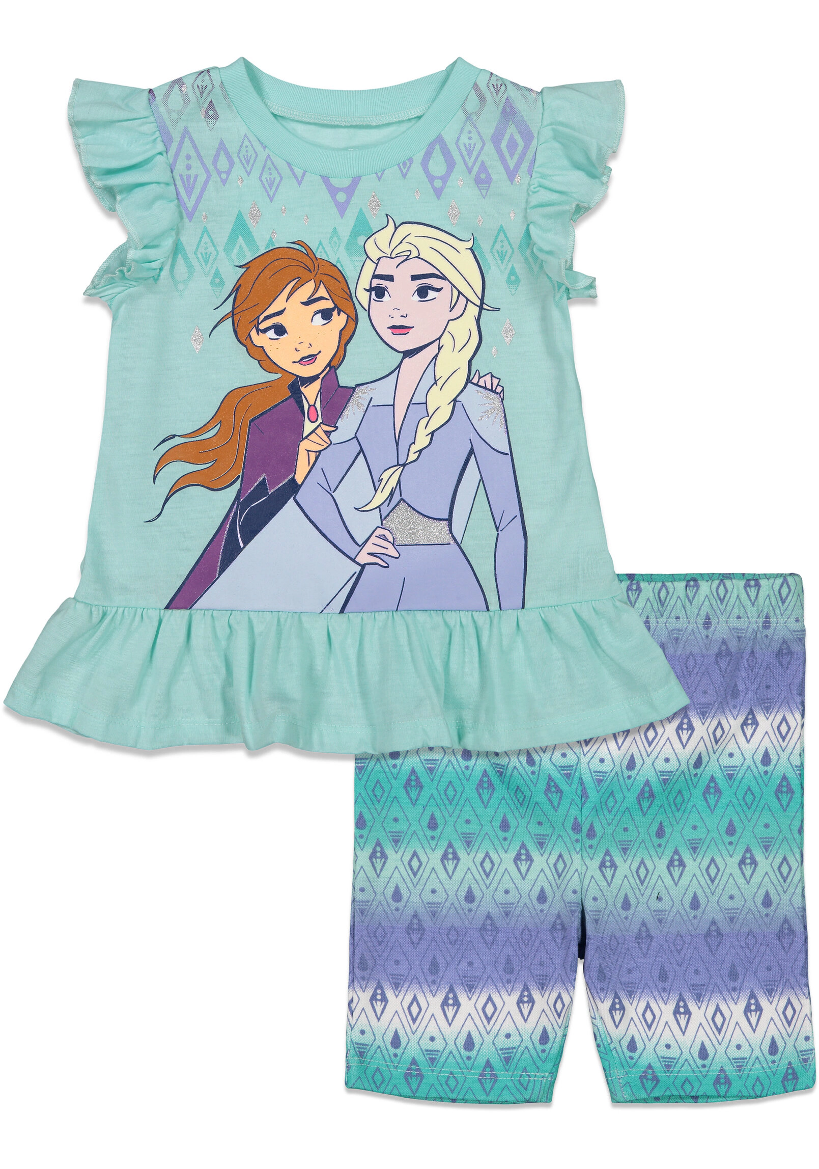 Disney Frozen Girls' 2-Piece T-Shirt and Bike Shorts Set