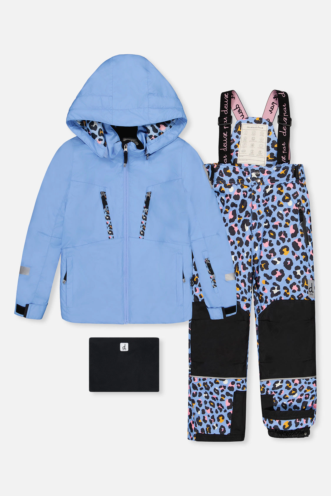 Deux par Girls Two Piece Teknik Cordura-Reinforced Snowsuit with Hooded Jacket and Snow Pants