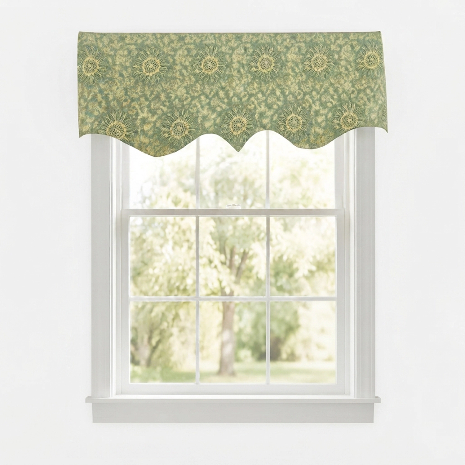 RLF Home 100% Cotton French Sun Flower Regal Lined Window Valance 50 x 17 Lime