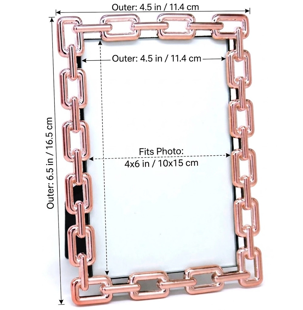 Jiallo Elegant Rose Gold Chain Link 4x6 Photo Frame