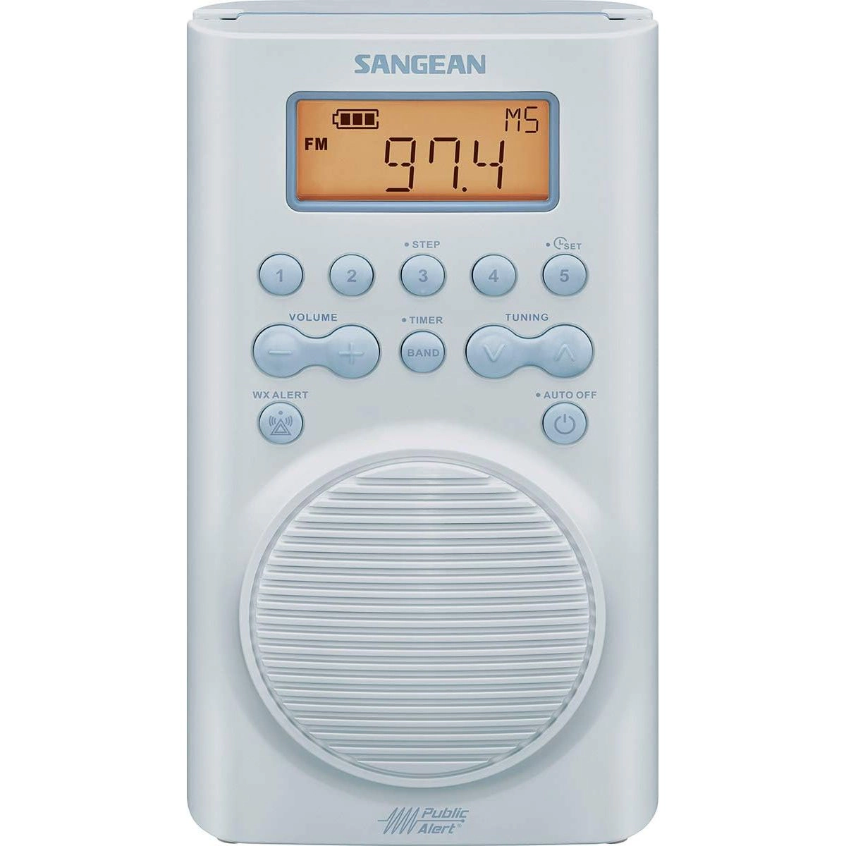 SANGEAN SG-100 Waterproof Shower Radio - AM/FM, Rugged Compact Design, Sky Blue
