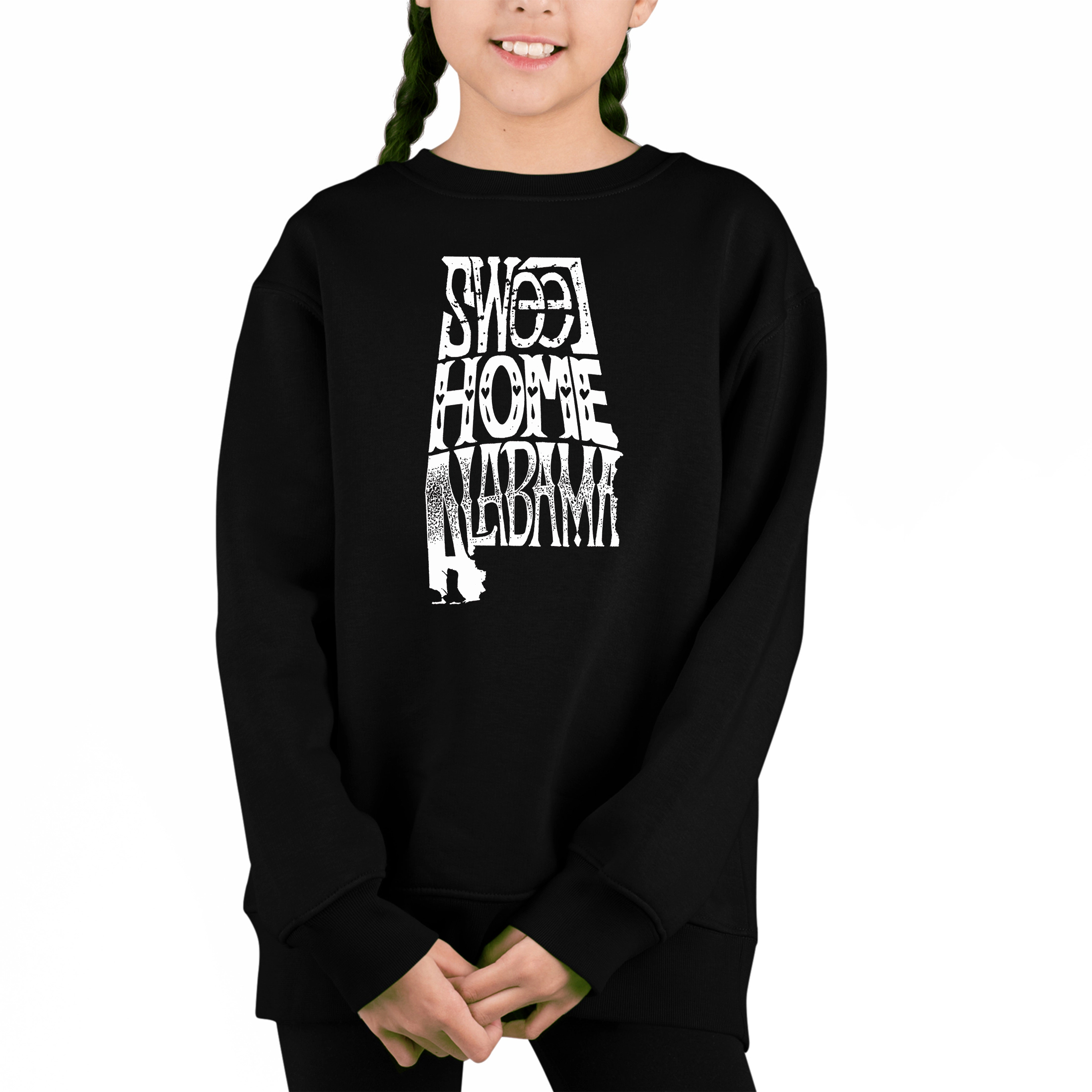 LA Pop Art Girl's Word Sweatshirt - Sweet Home Alabama