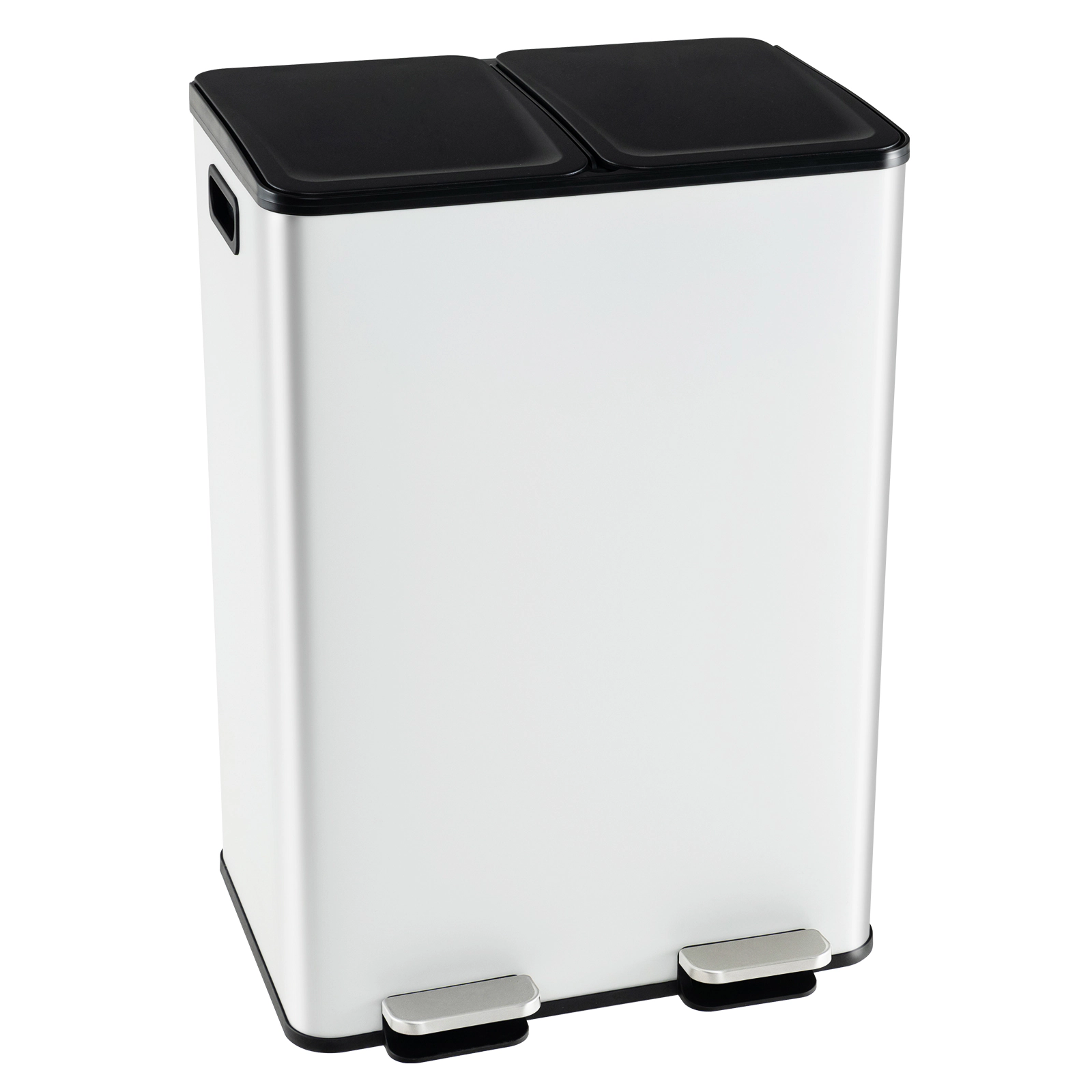 SUGIFT 16-Gal Dual Barrel Soft-Close Pedal Deodorizer Trash Can 19-in x 15-in x 27-in 39-in Open Height White