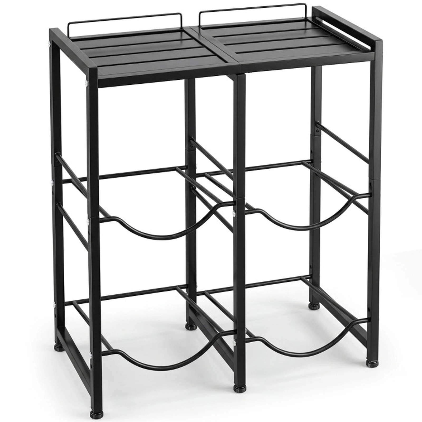 SUGIFT Space-Saving 4-Bottle 5 Gallon Water Jug Holder Metal Shelf Rack 44-lb Top Shelf Capacity 26-in Frame Black