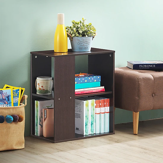 LJG 2-Tier Side End Table with Storage Shelves