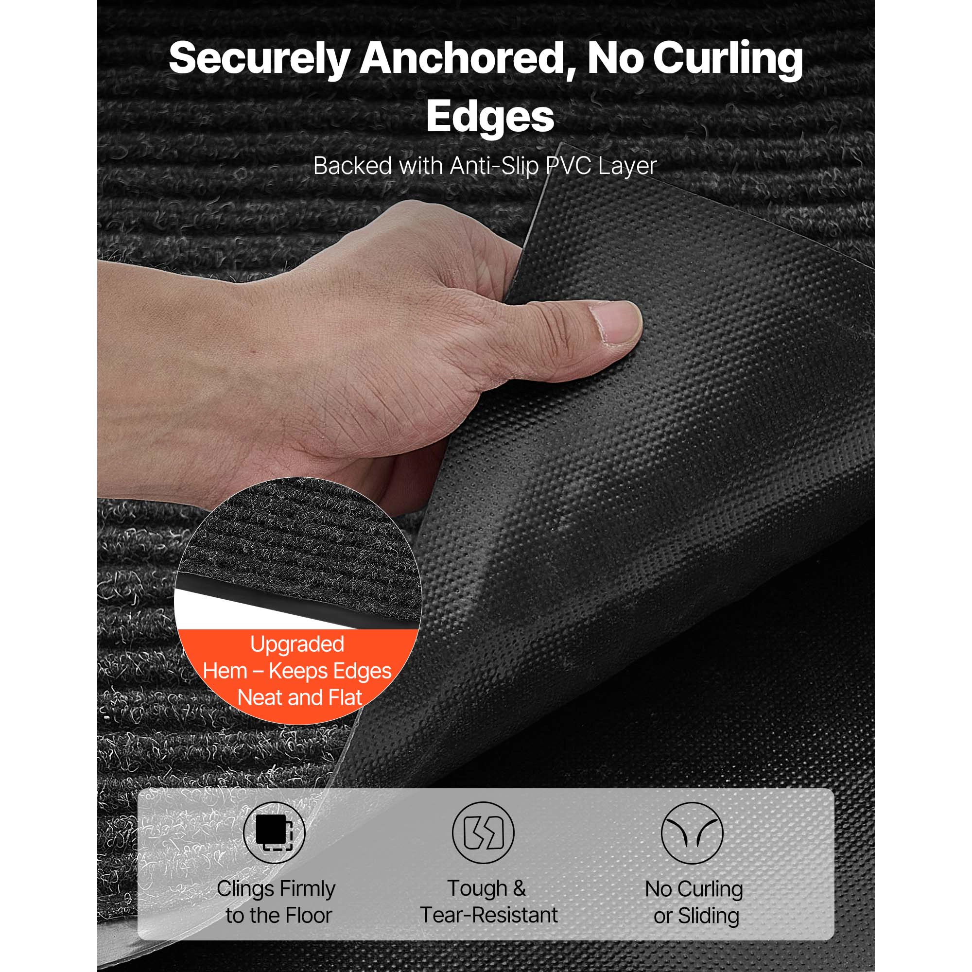 HONGGE Front Door Mat Commercial Floor Mat for Indoor and Outdoor Stylish Striped Industrial Carpet with PVC Backing
