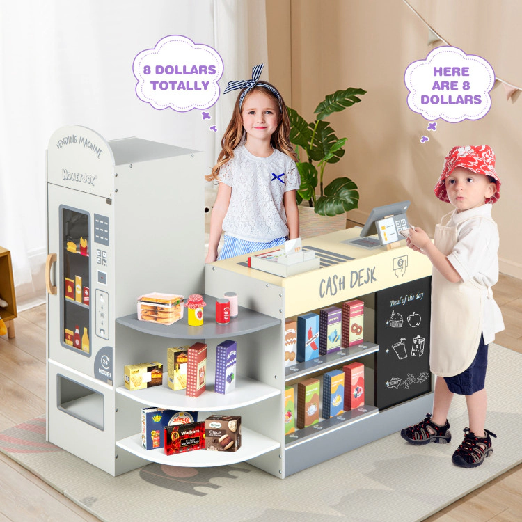 Hivvago Kids Grocery Store Playset with Cash Register POS Machine