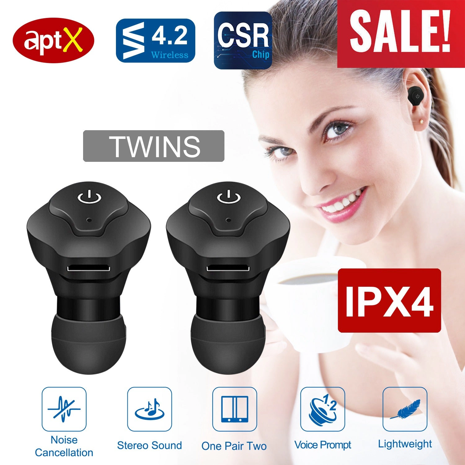 GBruno Wireless Stereo Earbuds With Microphone